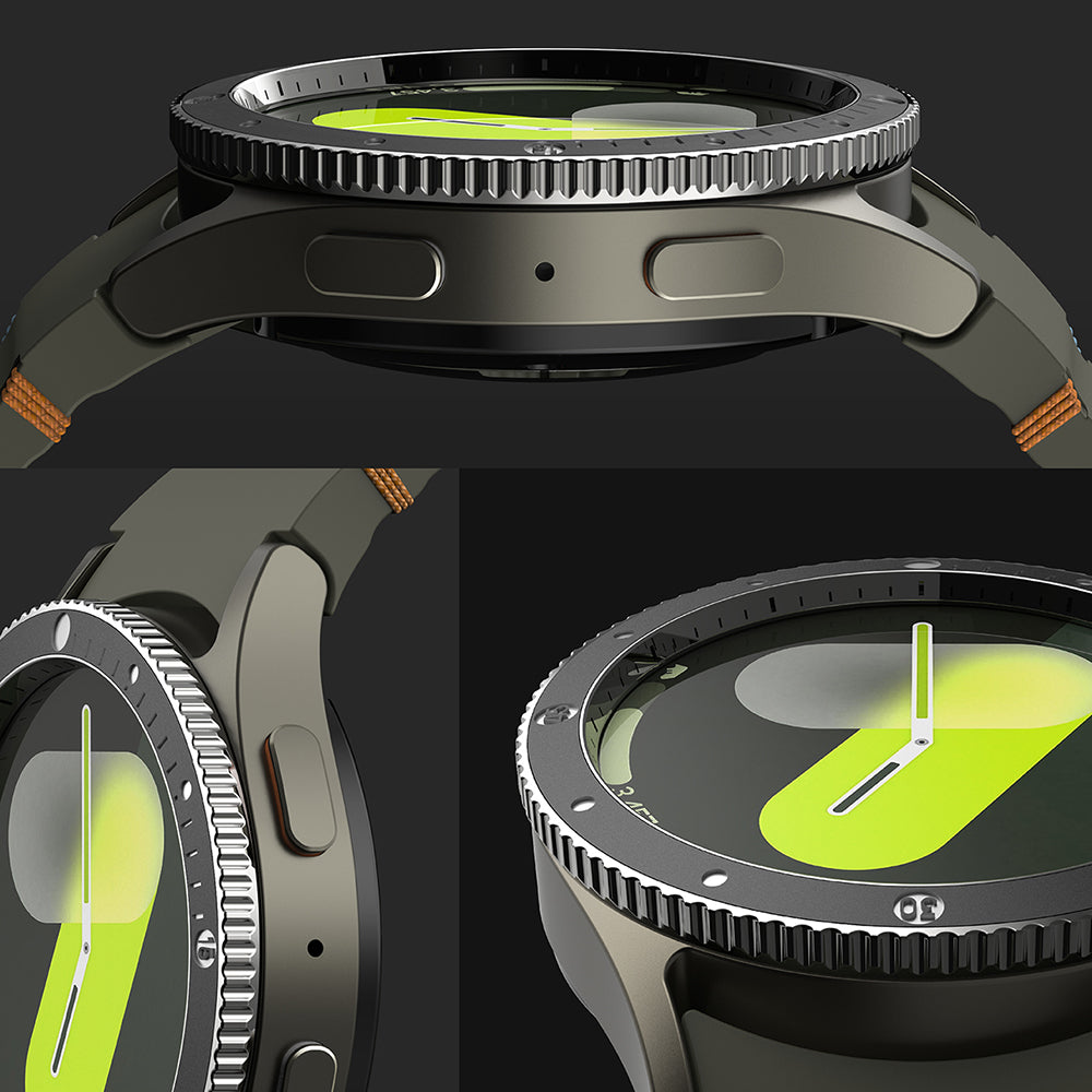 Cadre de protection Ringke Premium Styling pour Samsung Galaxy Watch7 44mm, Modèle 2, Noir