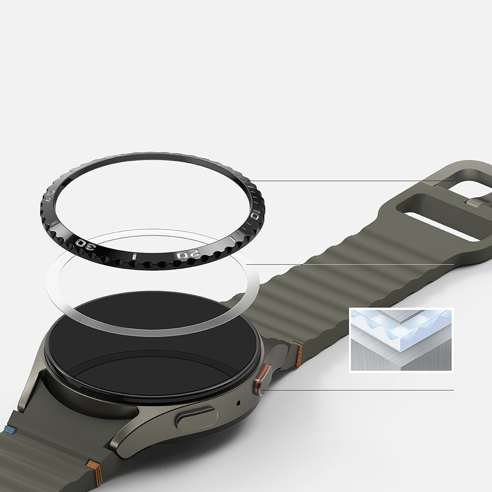 Ringke Styling Beschermingsframe voor Samsung Galaxy Watch7 40mm, Model 6, Zwart
