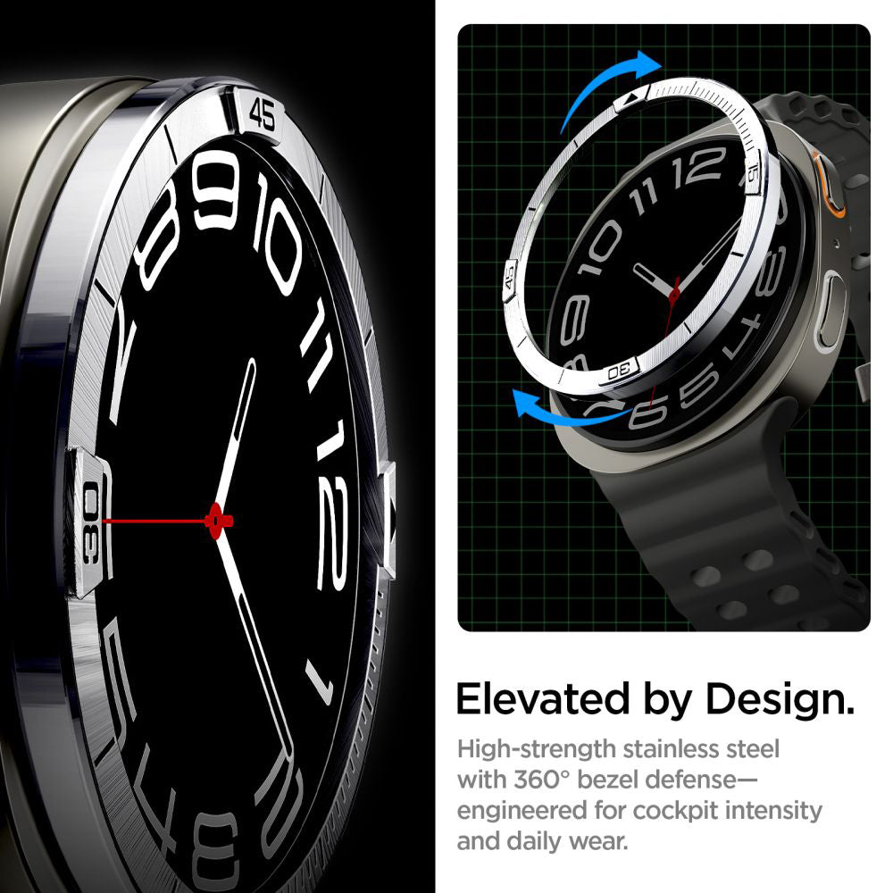 Cadre de protection Spigen Tune Pilot pour Samsung Galaxy Watch8 44mm, Argenté ACS10009