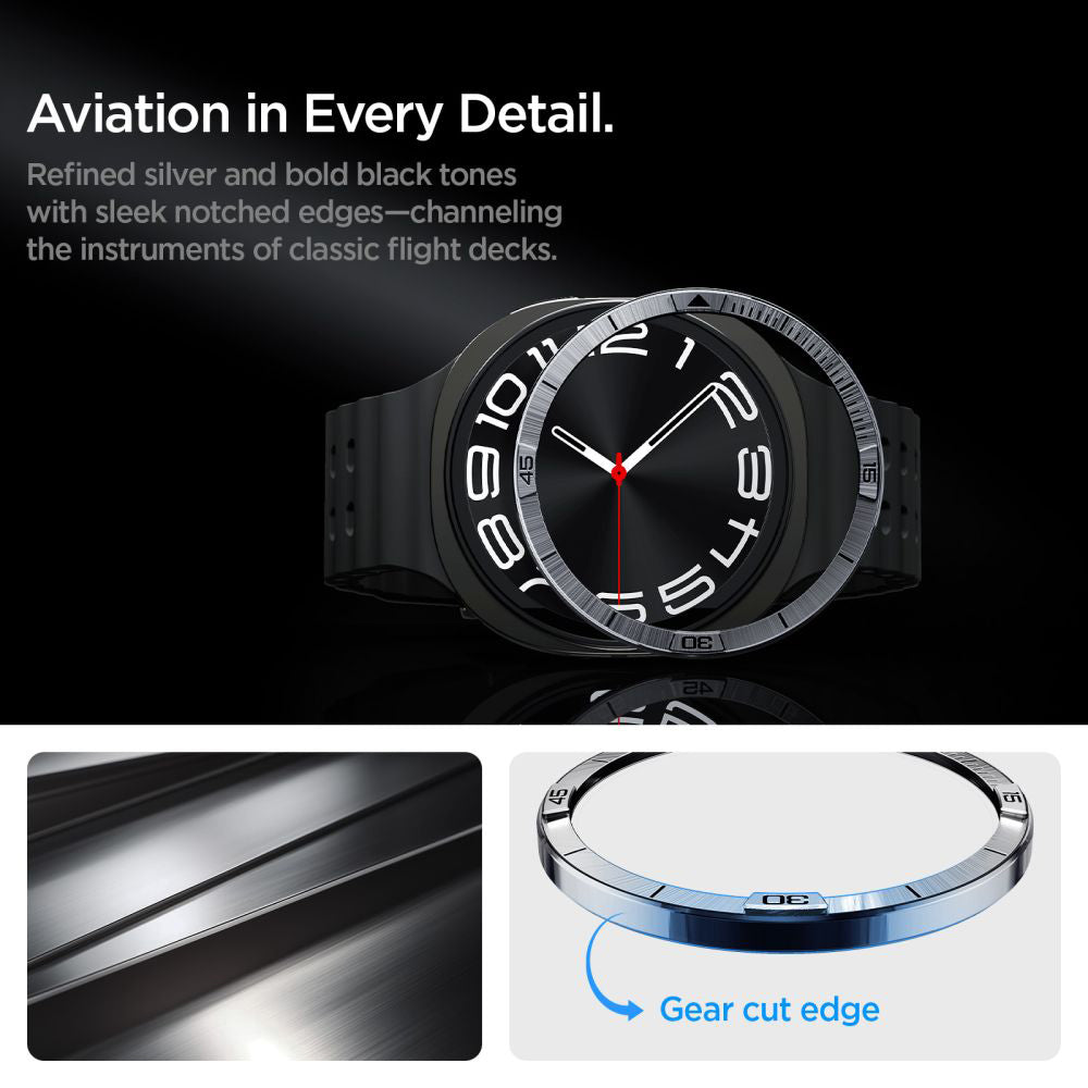 Cadre de protection Spigen Tune Pilot pour Samsung Galaxy Watch8 44mm, Argenté ACS10009