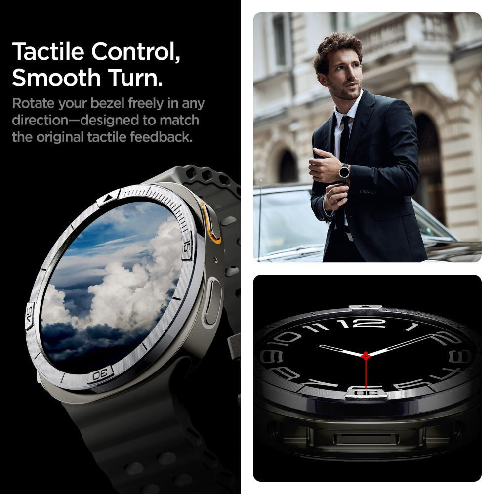 Cadre de protection Spigen Tune Pilot pour Samsung Galaxy Watch8 44mm, Argenté ACS10009