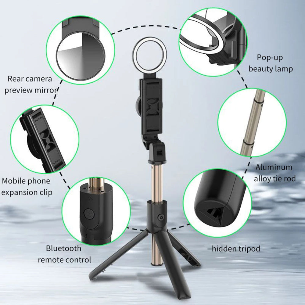 Selfie Stick Bluetooth Techsuit K13, Universeel, Zwart