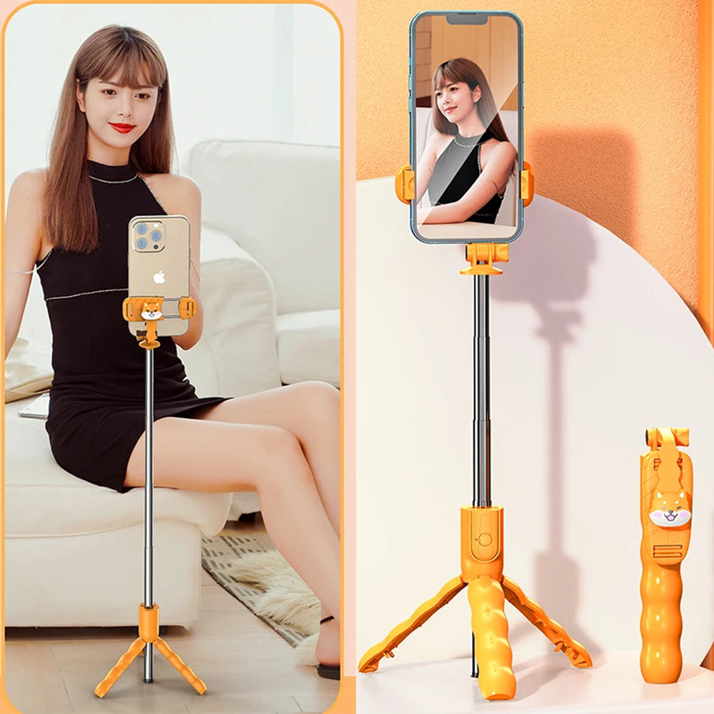 Selfie Stick Bluetooth Techsuit KT01, Universeel, Oranje