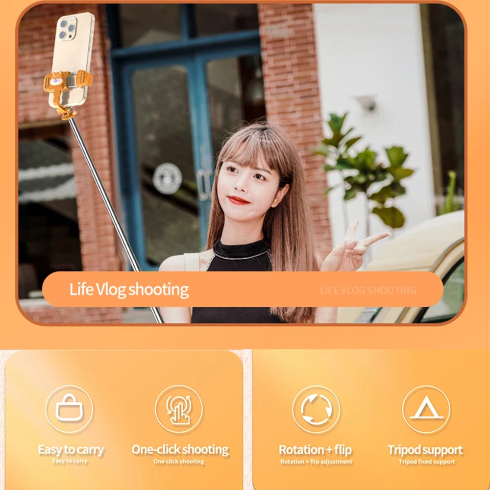 Selfie Stick Bluetooth Techsuit KT01, Universeel, Oranje
