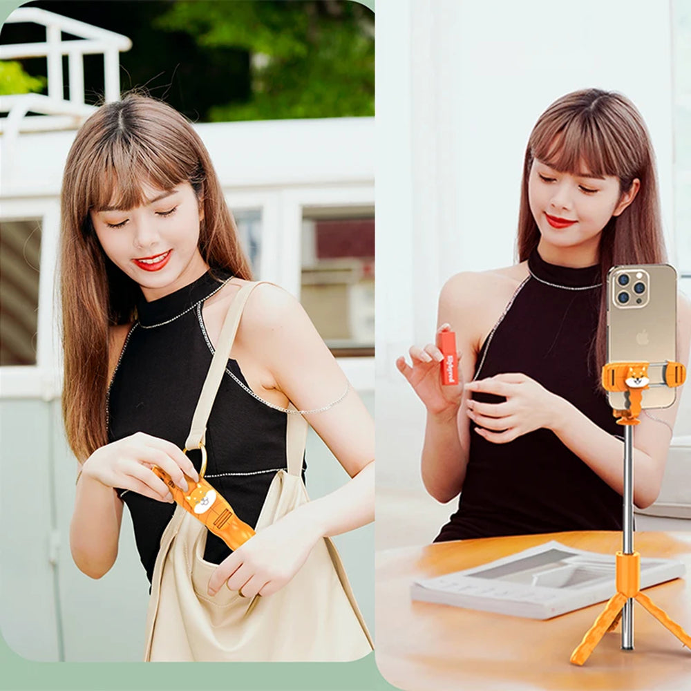 Selfie Stick Bluetooth Techsuit KT01, Universeel, Oranje
