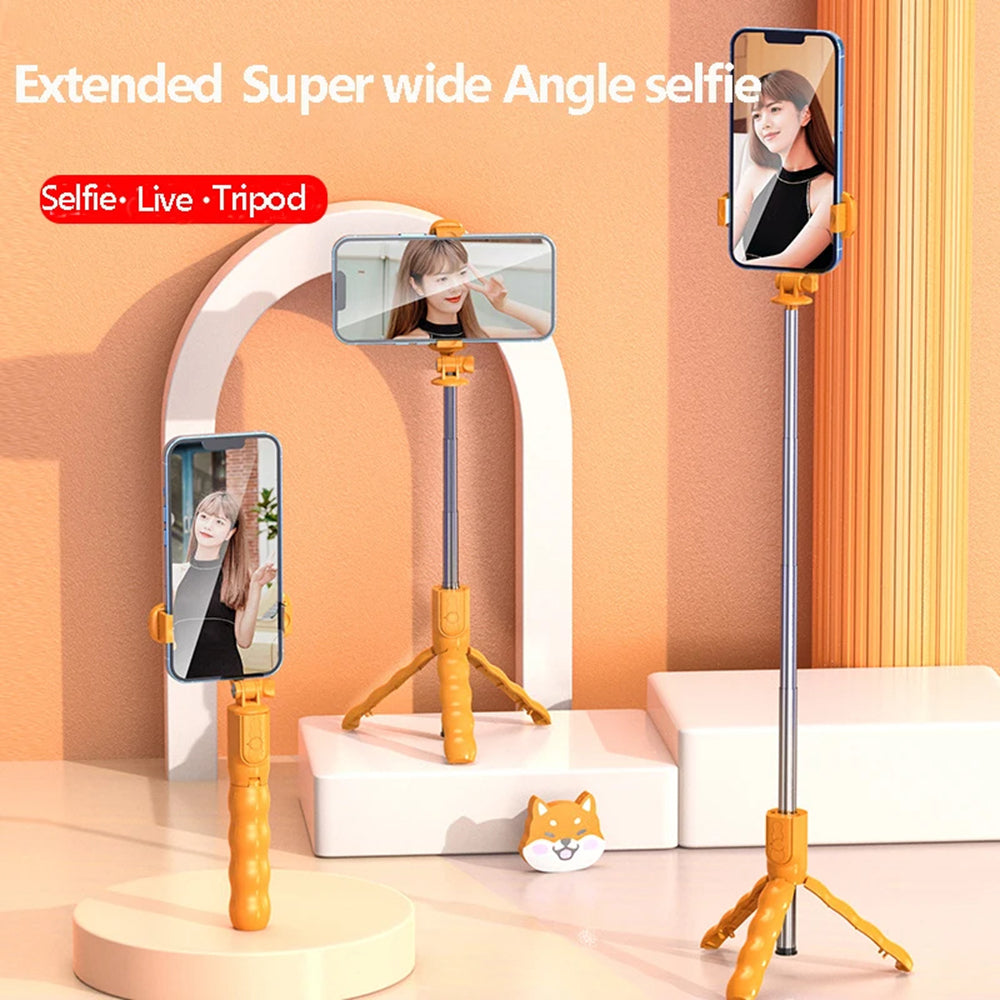 Selfie Stick Bluetooth Techsuit KT01, Universeel, Oranje