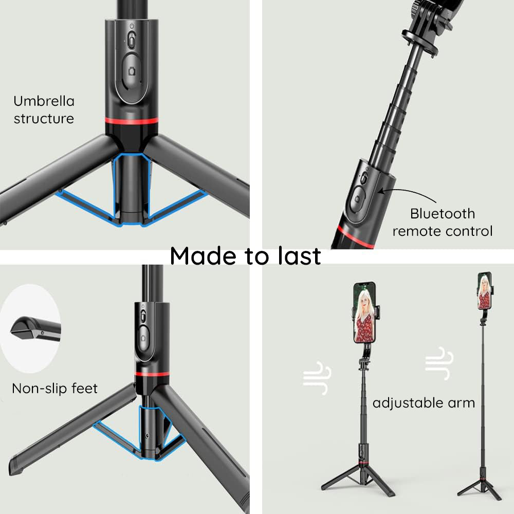 Selfie Stick Bluetooth Techsuit L12, Universeel, Zwart