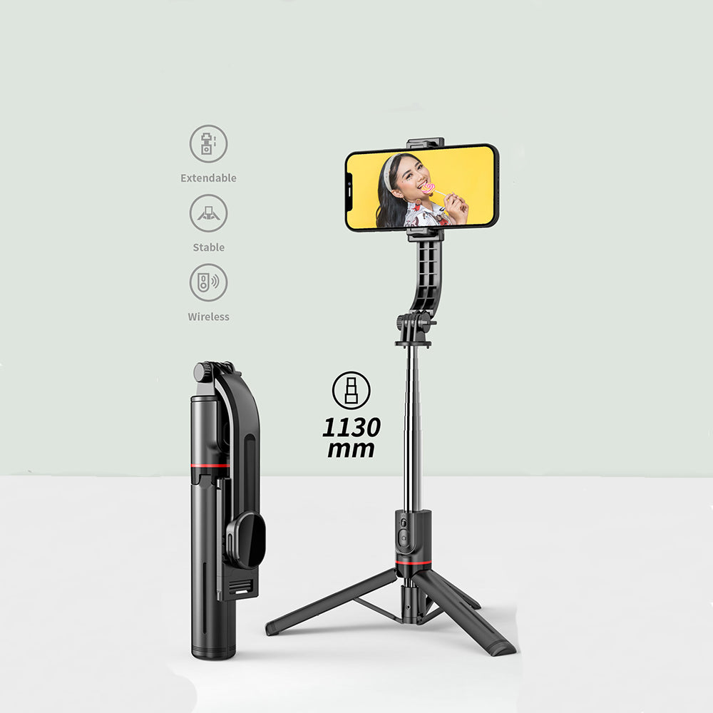 Selfie Stick Bluetooth Techsuit L13, Universeel, Zwart
