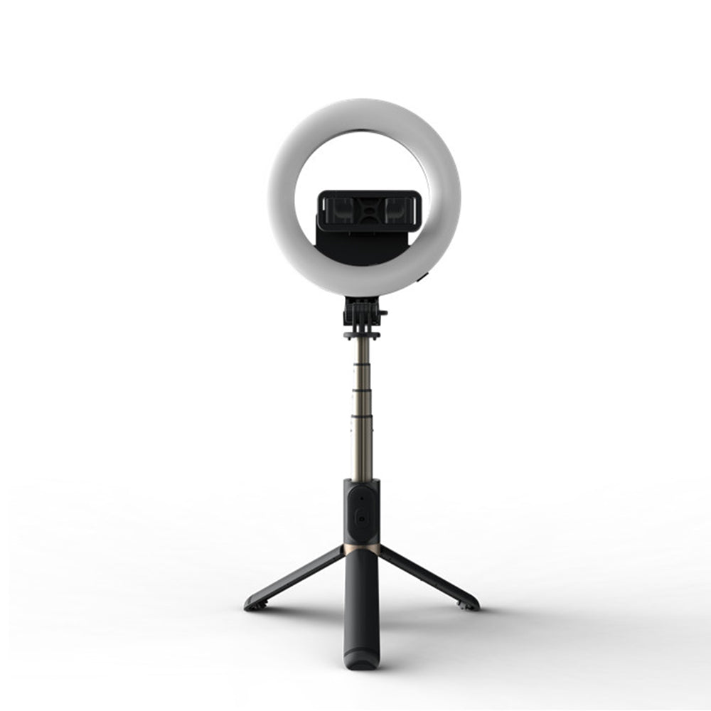 Selfie Stick Bluetooth Techsuit Q07 Ring Light, Universeel, Zwart