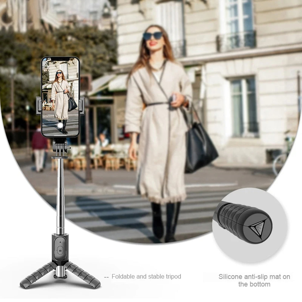 Selfie Stick Bluetooth Techsuit Q11s, Universeel, Zwart