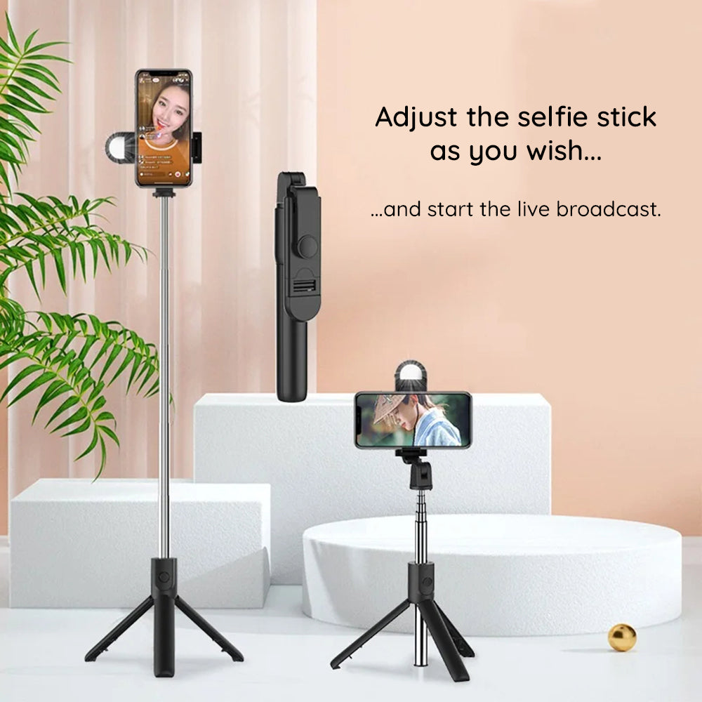 Selfie Stick Bluetooth Techsuit S05-S, Universeel, Zwart