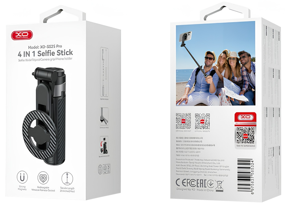 Selfie Stick Bluetooth XO Design SS25 Pro, Universeel, Zwart
