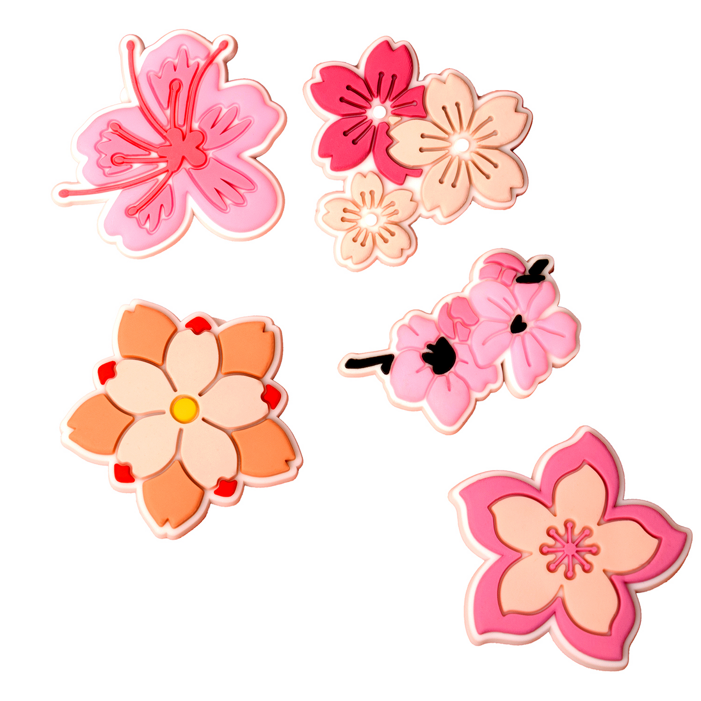 Sticker 3D OEM Pink Blossom pour Coque de Téléphone / Tablette, Set de 5 pièces, Multicolore