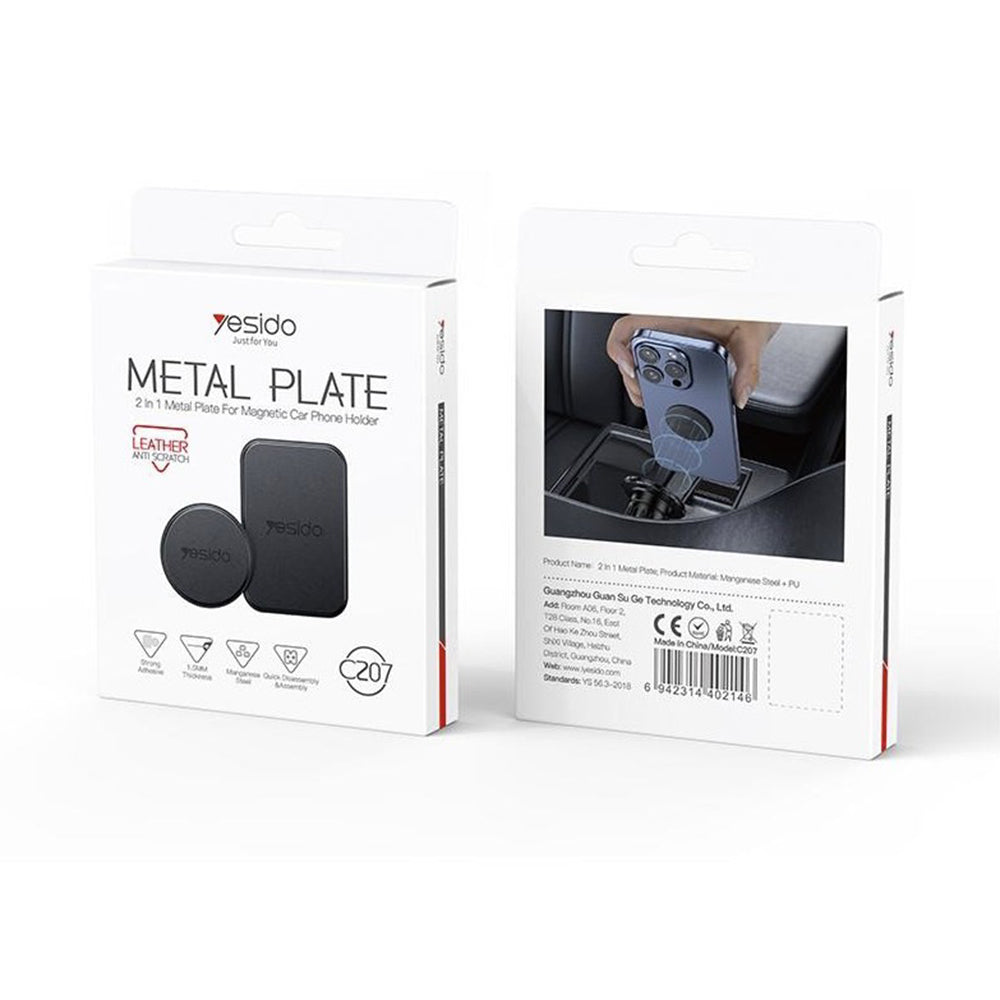 Metalen Sticker Yesido C207 2in1, Zwart