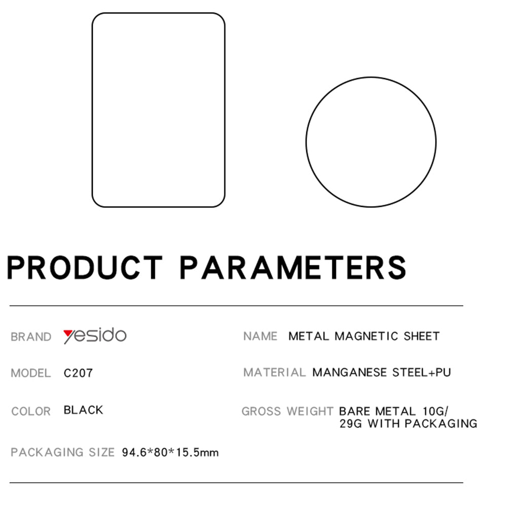 Metalen Sticker Yesido C207 2in1, Zwart