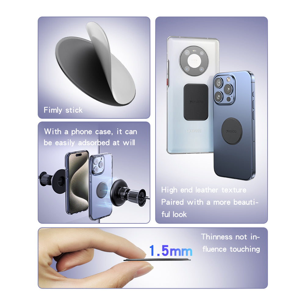 Metalen Sticker Yesido C207 2in1, Zwart