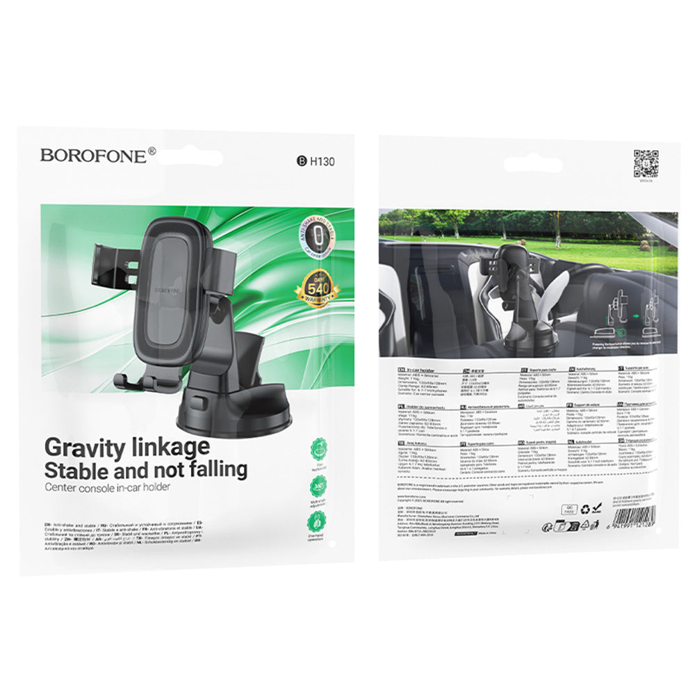 Support Auto Borofone BH130 Follower Gravity, 6.1 pouces - 7 pouces, Noir