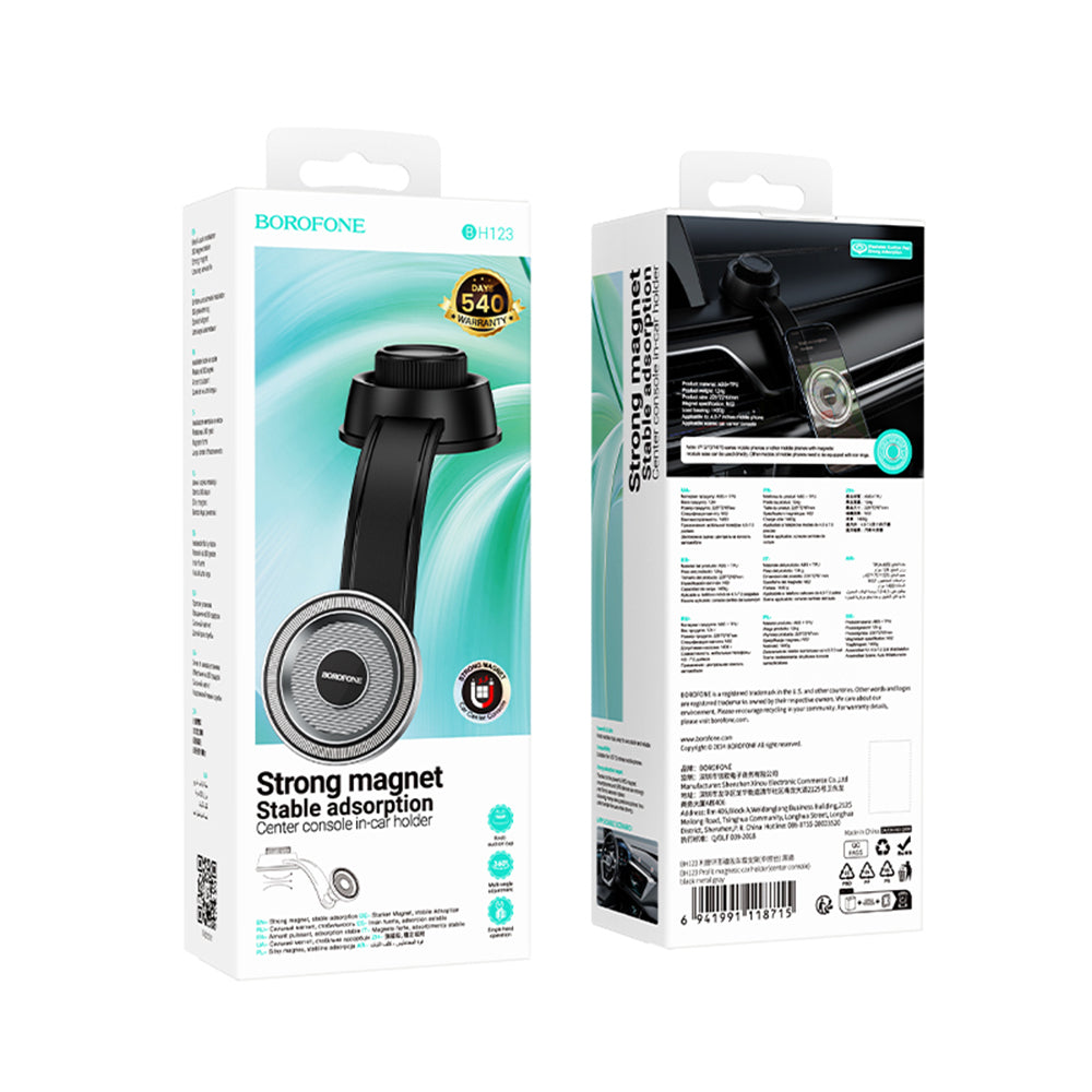 Support Auto Magnétique Borofone BH123 Profit, 4.5 pouces - 7 pouces, Noir