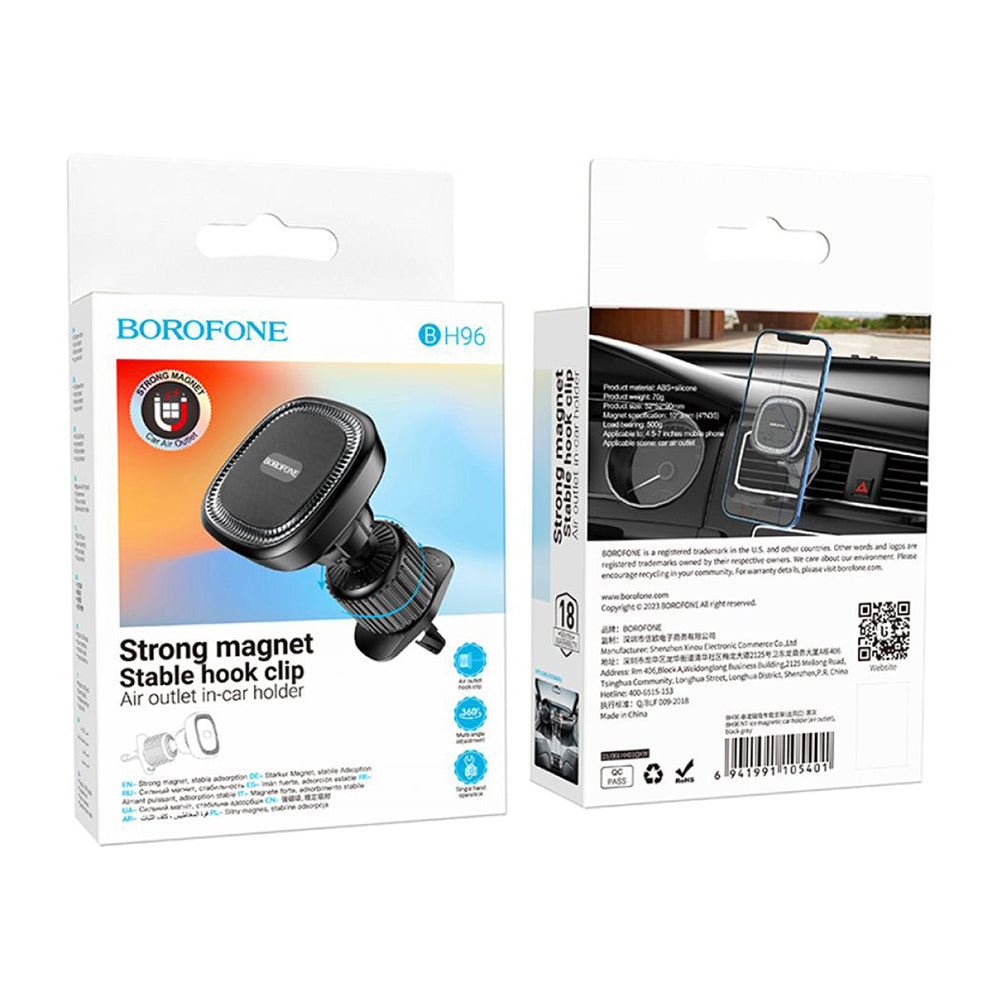 Magnetische Autohouder Borofone BH96 Ice, Universeel, Zwart Grijs