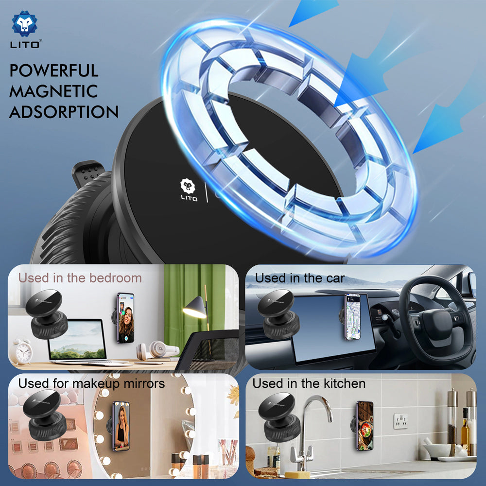 Support Auto Magnétique Lito LT-W12, Universel, Noir