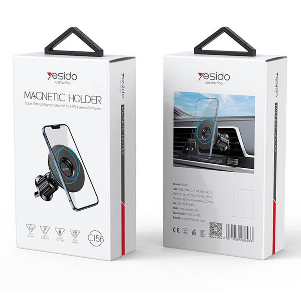 Support Auto Magnétique Yesido C156, Universel, Noir