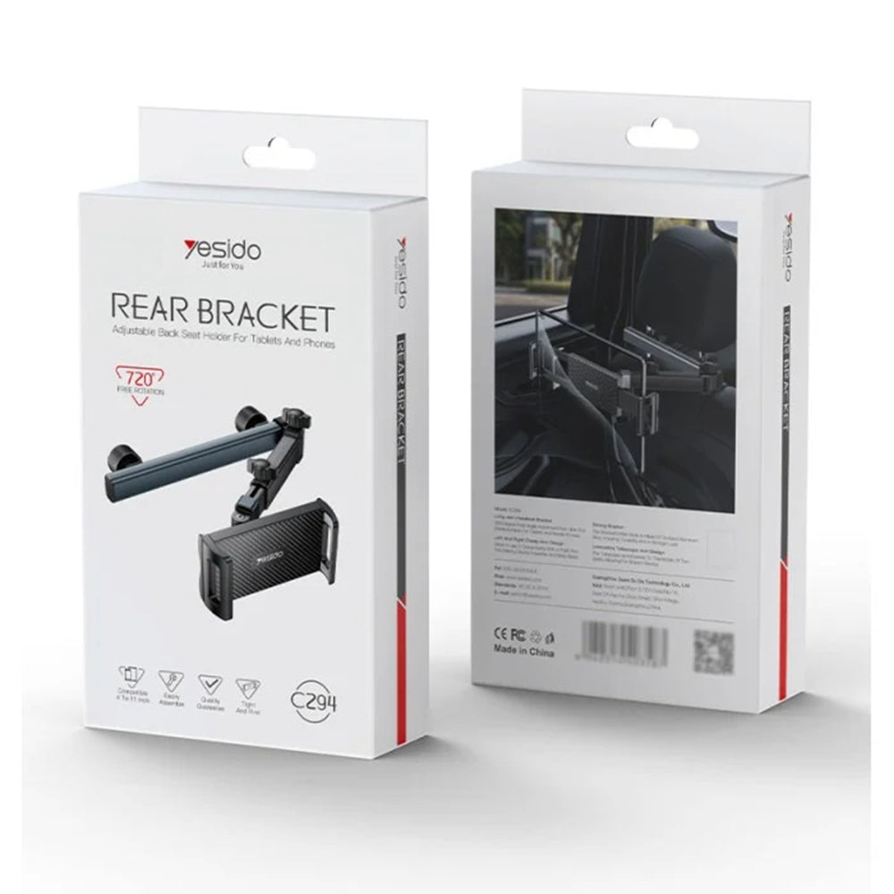 Support Auto Appui-tête Yesido C294 pour Téléphone / Tablette, 4.7 pouces - 13 pouces, Noir