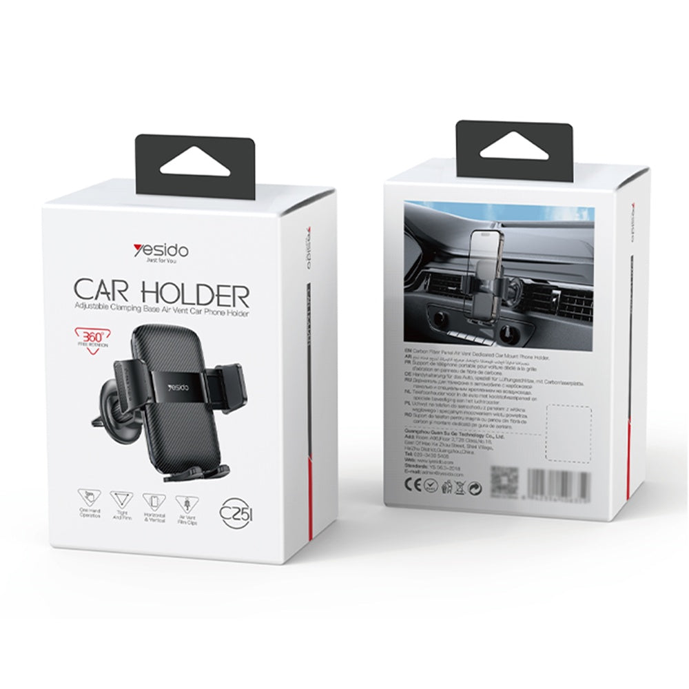 Support Auto Yesido C251, 4.8 pouces - 7.2 pouces, Noir