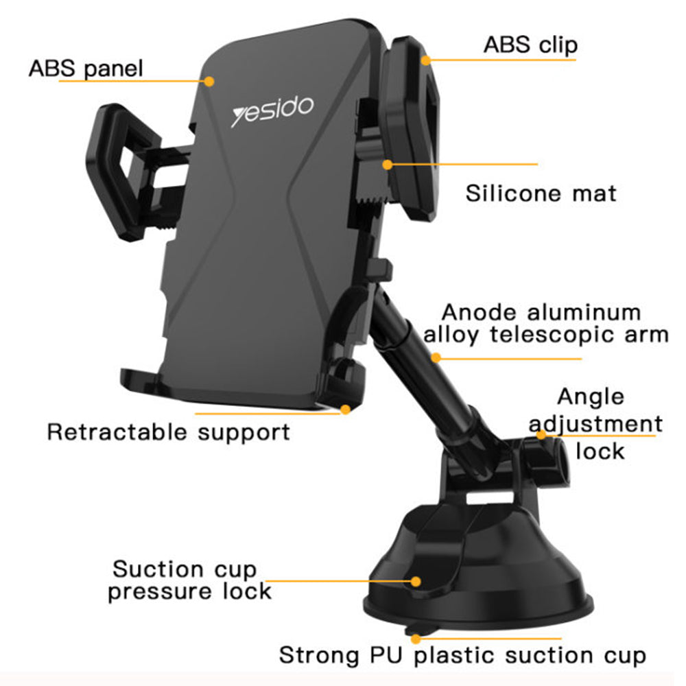 Support Auto Yesido C40, Universel, Noir