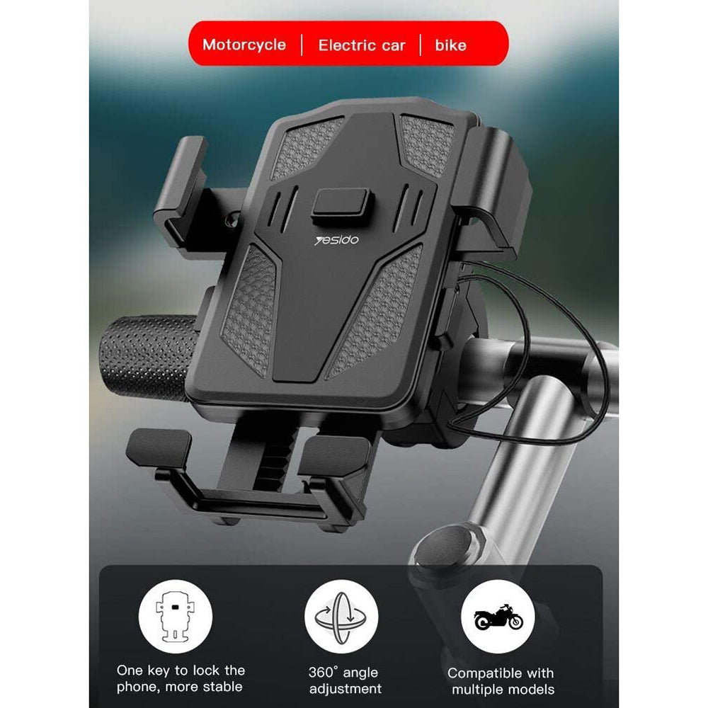 Support Vélo Moto Yesido C94, 4 pouces - 6,5 pouces, Noir