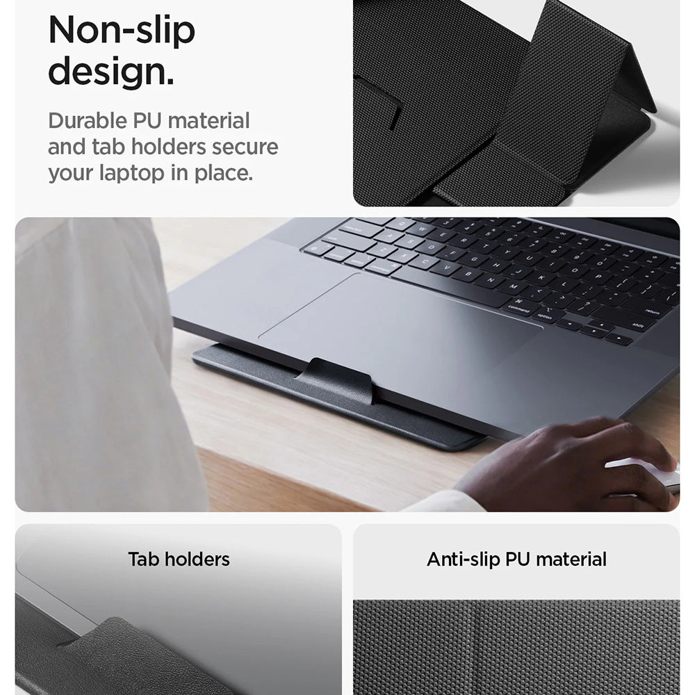 Spigen Slim Fold LD201-S8 Laptopstandaard max. 16 inch, Zwart AMP11117