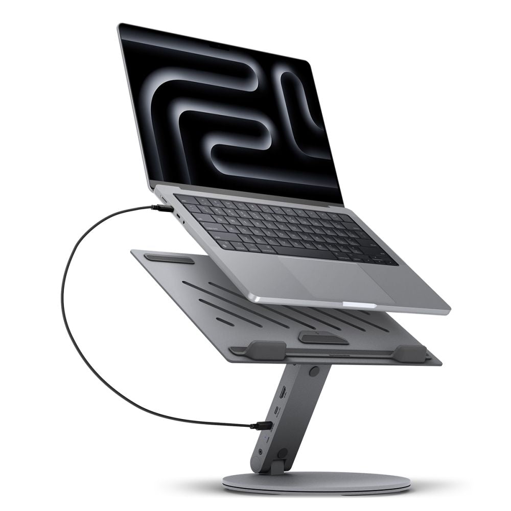 Spigen LD204H Laptopstandaard met Hub max. 15.6inch, Grijs AMP08885