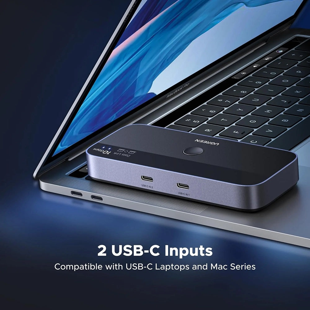 USB-Switch UGREEN CM691 (45784), 3 x USB-A 3.2 - 1 x USB-C - 1 x miniUSB, Schwarz