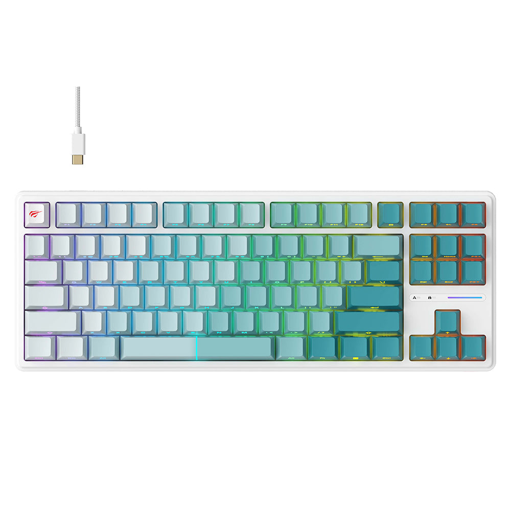 Gaming Toetsenbord Wired USB HAVIT KB901L, RGB, 1.8m, Wit Groen