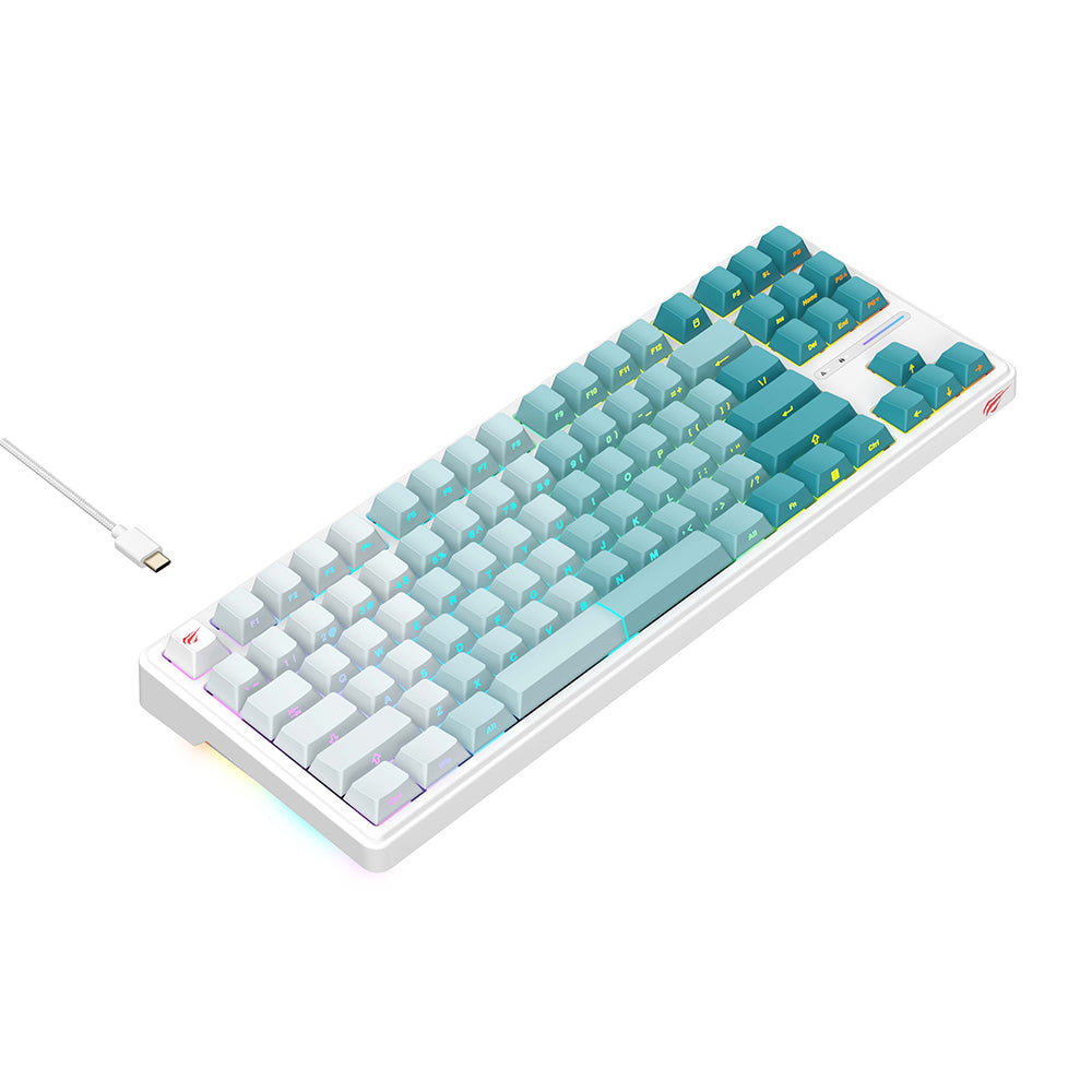 Gaming Toetsenbord Wired USB HAVIT KB901L, RGB, 1.8m, Wit Groen