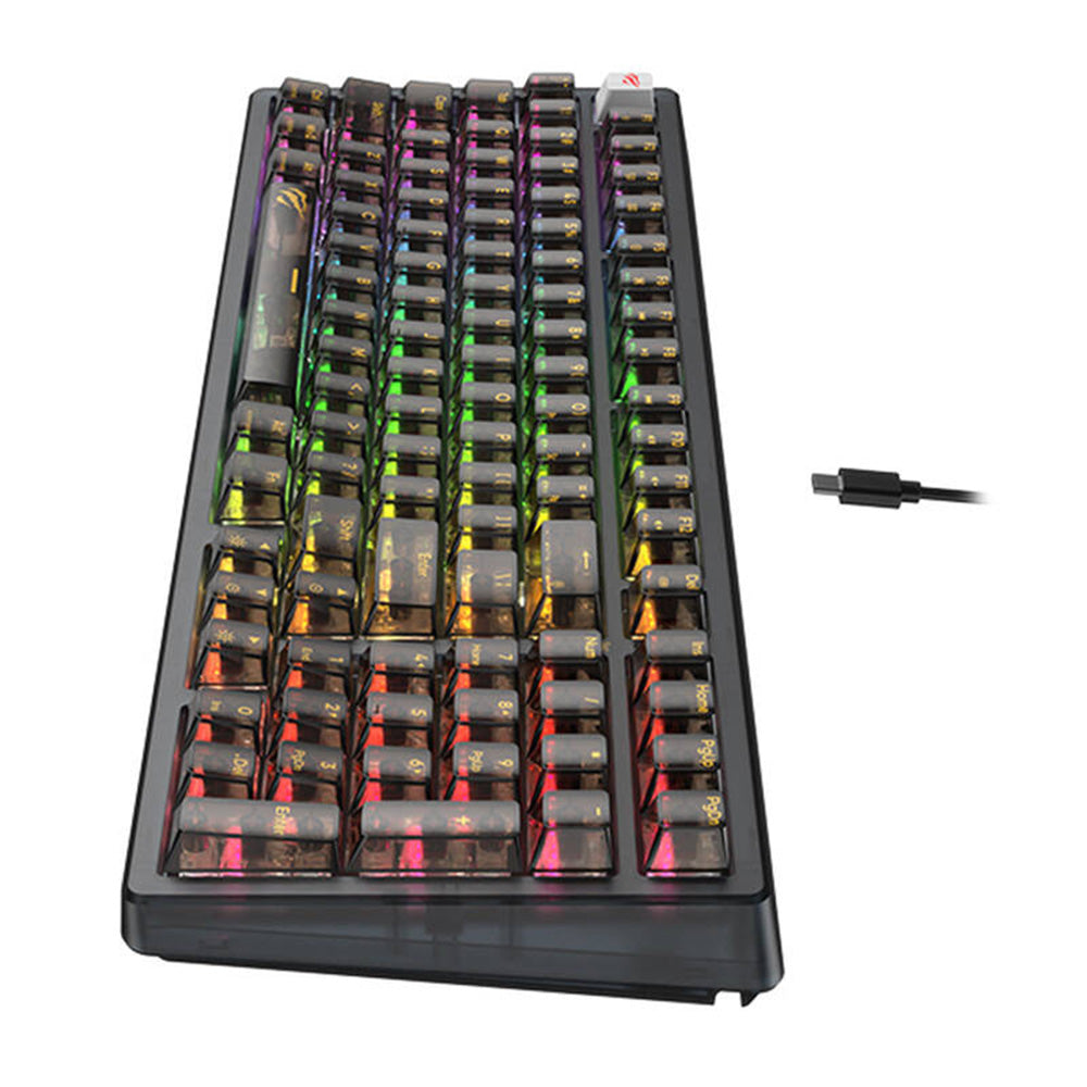 Gaming-Tastatur Wired USB HAVIT KB875L, RGB, 1,8m, Schwarz Transparent