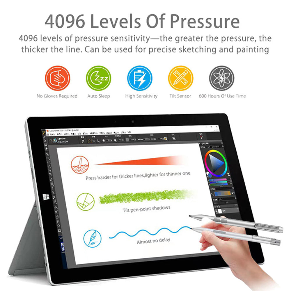 Touch Pen Techsuit F94S pour Microsoft Surface / Asus Transformer / Zen / Vivobook / HP Envy / Pavilion / Spectre, Version Active, Noir