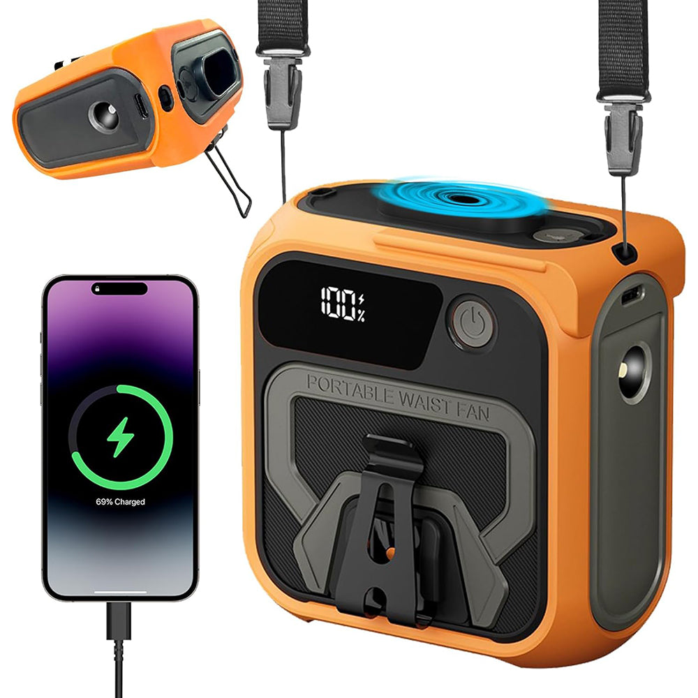 Draagbare Ventilator Techsuit Z13 met externe batterij 10000mAh, Oranje