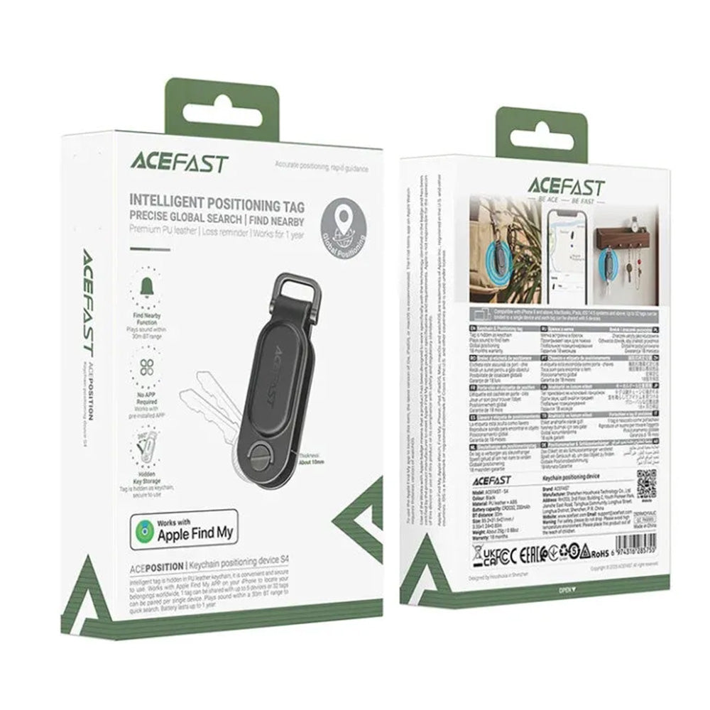 Acefast SmartTag Porte-clés SS pour séries iOS, Noir