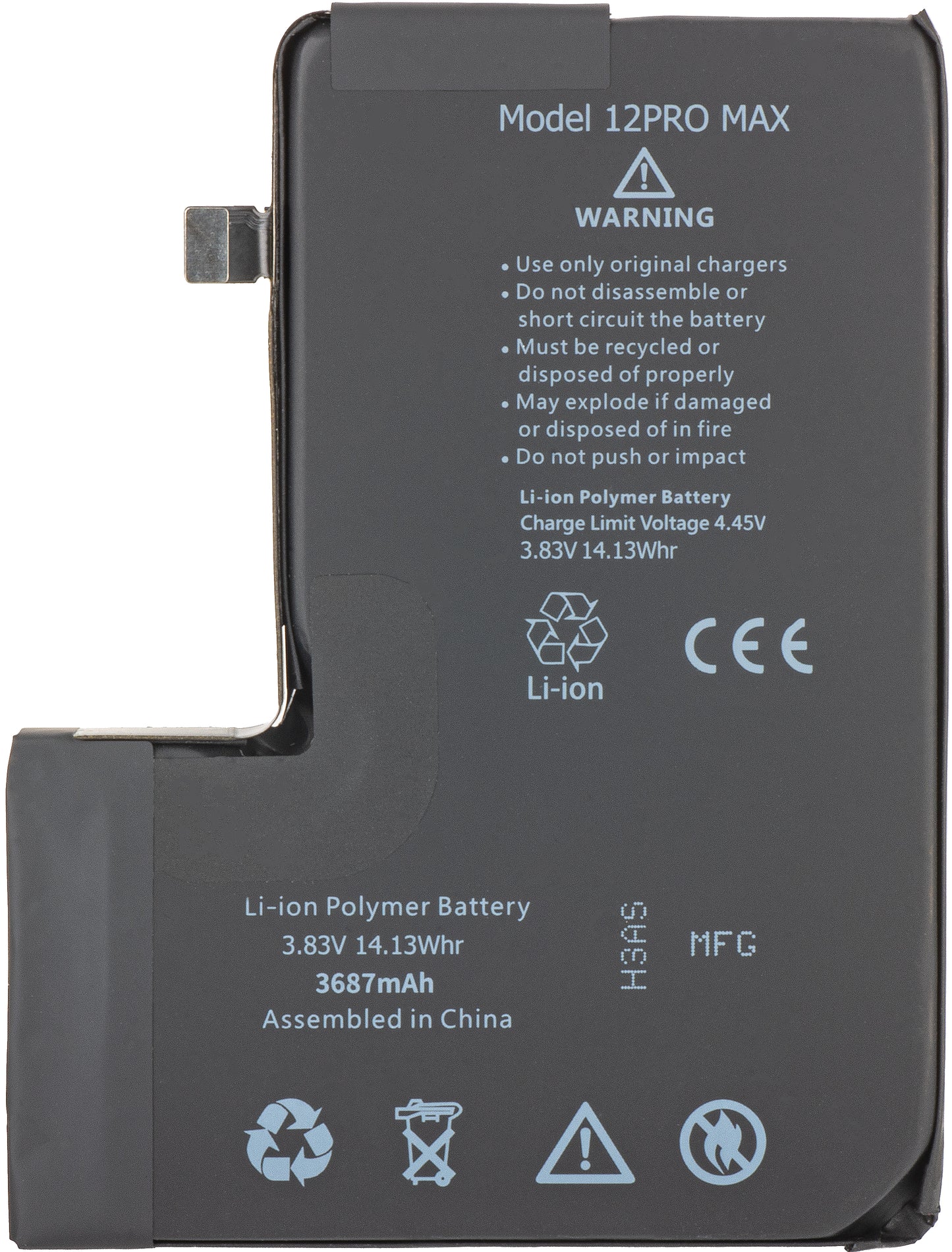 Batterie Apple iPhone 12 Pro Max avec intégration Flex Band BMS (pas de contacts à souder) 