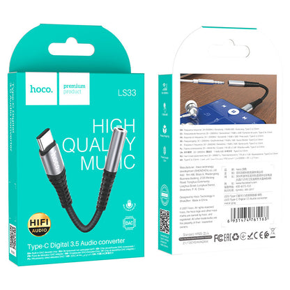 USB-C Audio Adapter - 3,5 mm HOCO LS33, Grijs