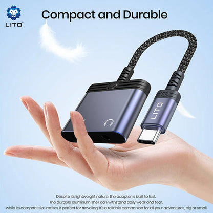 Audioadapter Lightning - Lightning / 3.5mm Lito LA04L, Schwarz