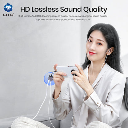 Audioadapter Lightning - Lightning / 3.5mm Lito LA04L, Schwarz