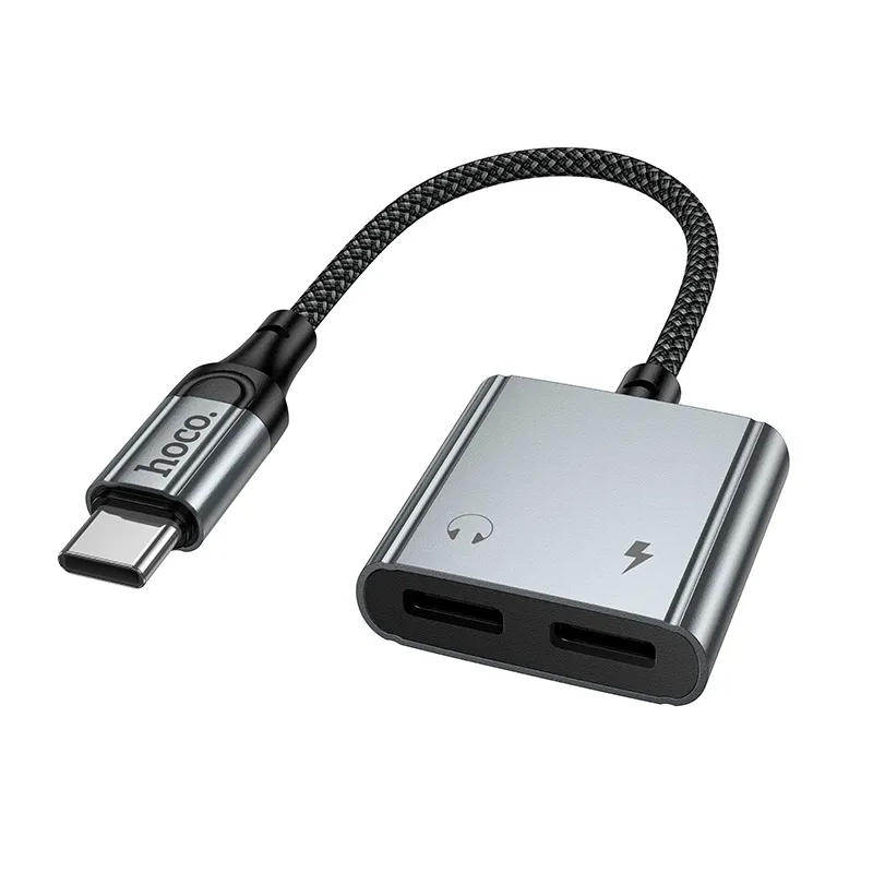 USB-C Audio-adapter - USB-C / USB-C HOCO UPA34A, Grijs