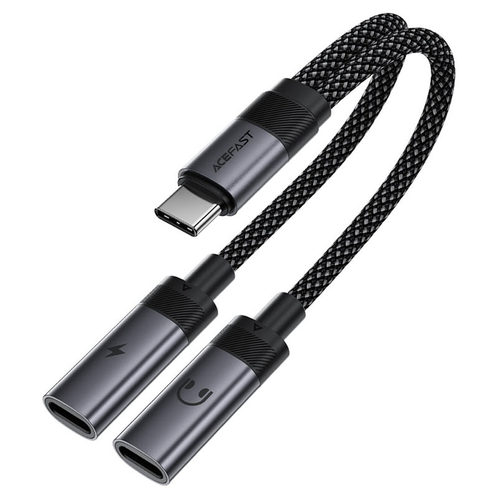 Audio-Adapter USB-C - 2 x USB-C Acefast J14, Schwarz