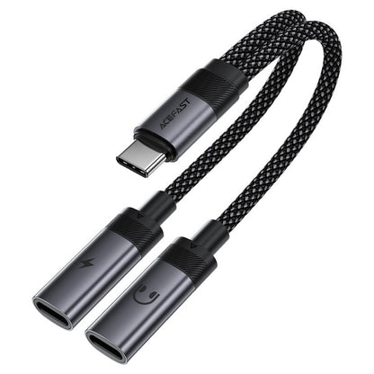 Audio-Adapter USB-C - 2 x USB-C Acefast J14, Schwarz