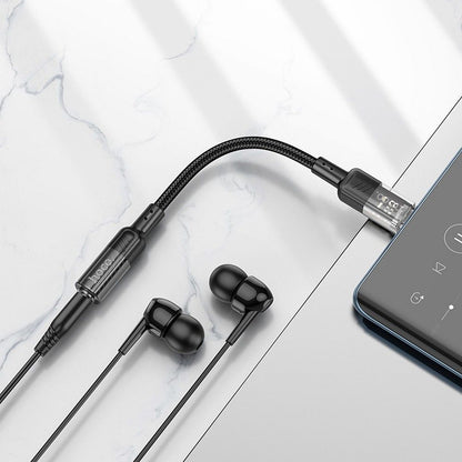 USB-C - 3,5 mm audio-adapter HOCO LS37, zwart 