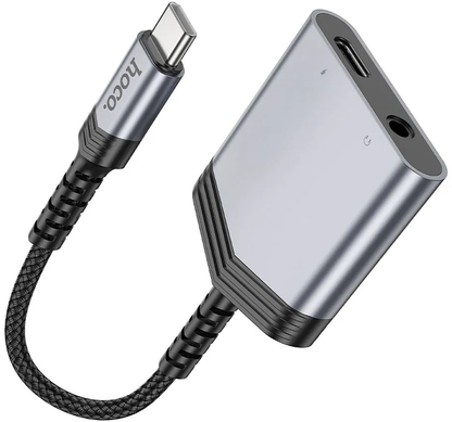 Audioadapter USB-C - USB-C / 3,5mm HOCO LS39, Schwarz