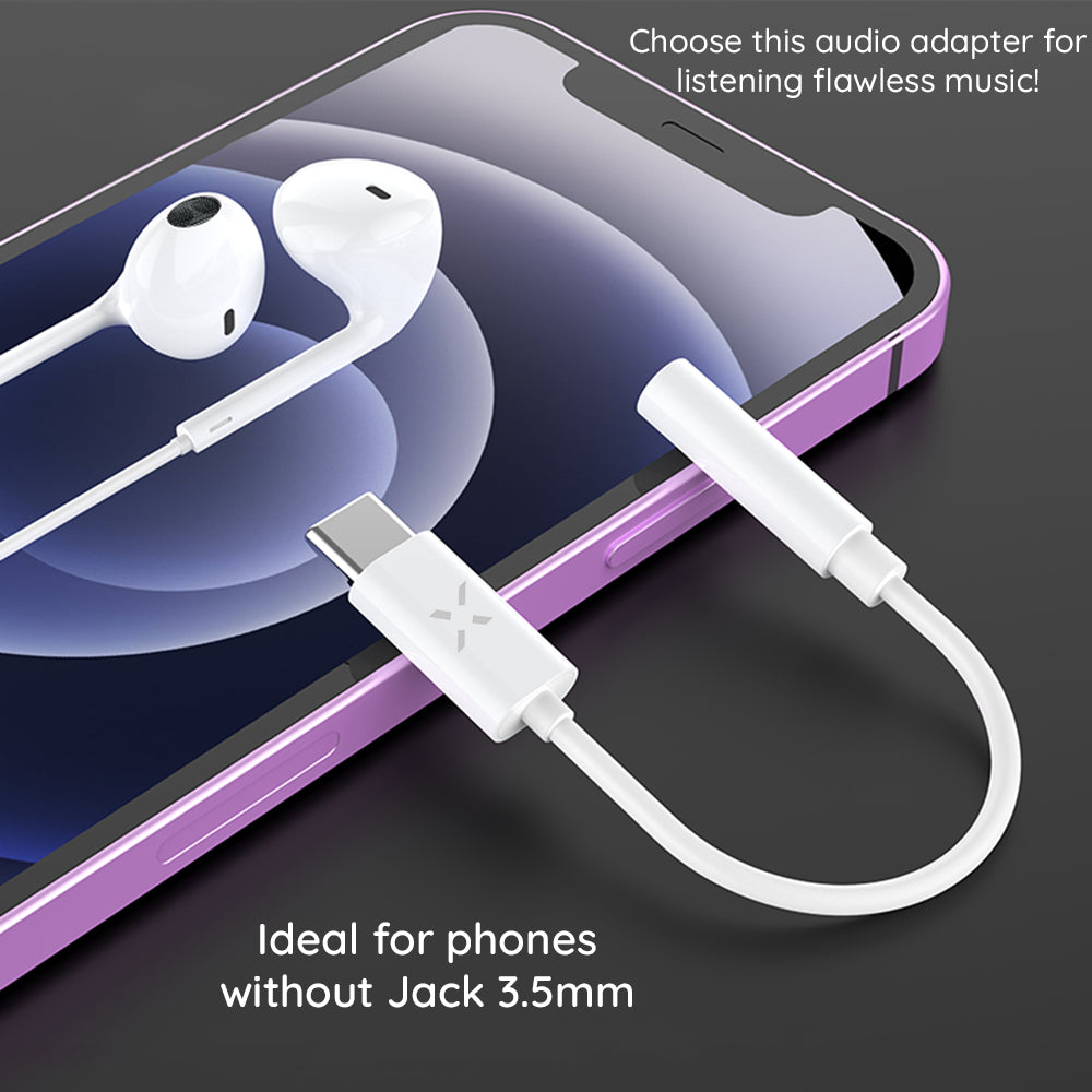 Audio-Adapter USB-C - 3.5mm Fixed, Weiß