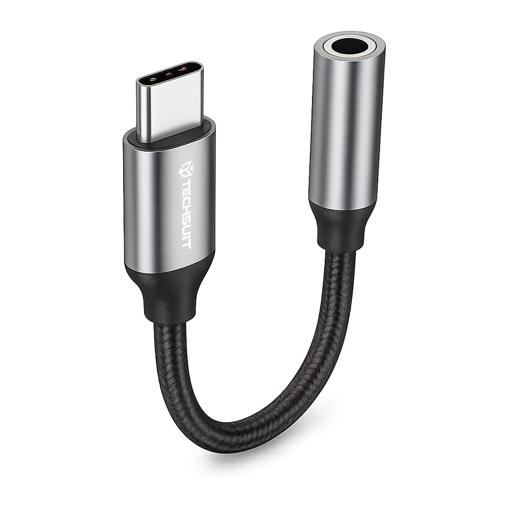Audioadapter USB-C - 3,5mm Techsuit AC12 FuseXound, Grau, Set 2 Stück