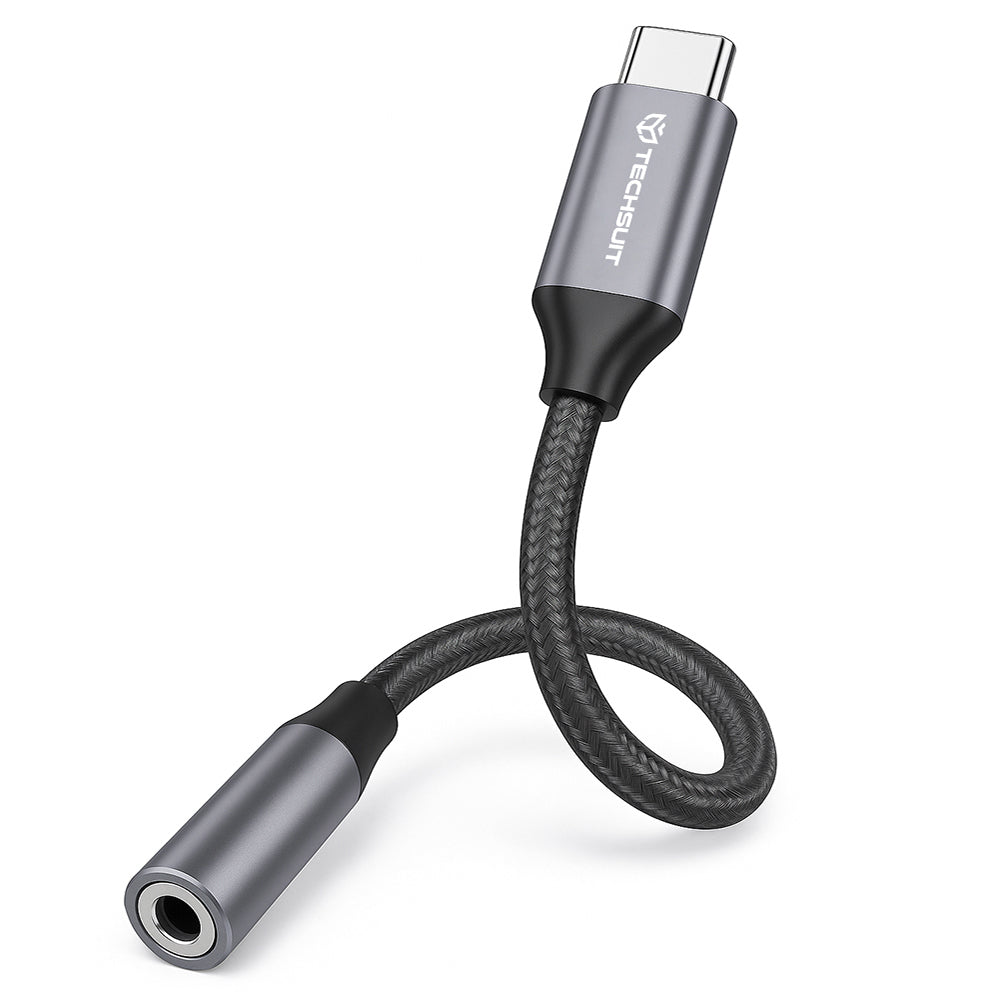 Audioadapter USB-C - 3,5mm Techsuit AC12 FuseXound, Grau, Set 2 Stück